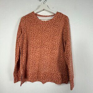 Evy's Tree The Elena Women's Long Sleeve Top Leopard Animal Print Orange Medium
